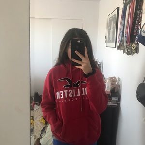 Red holister hoodie, thick material!